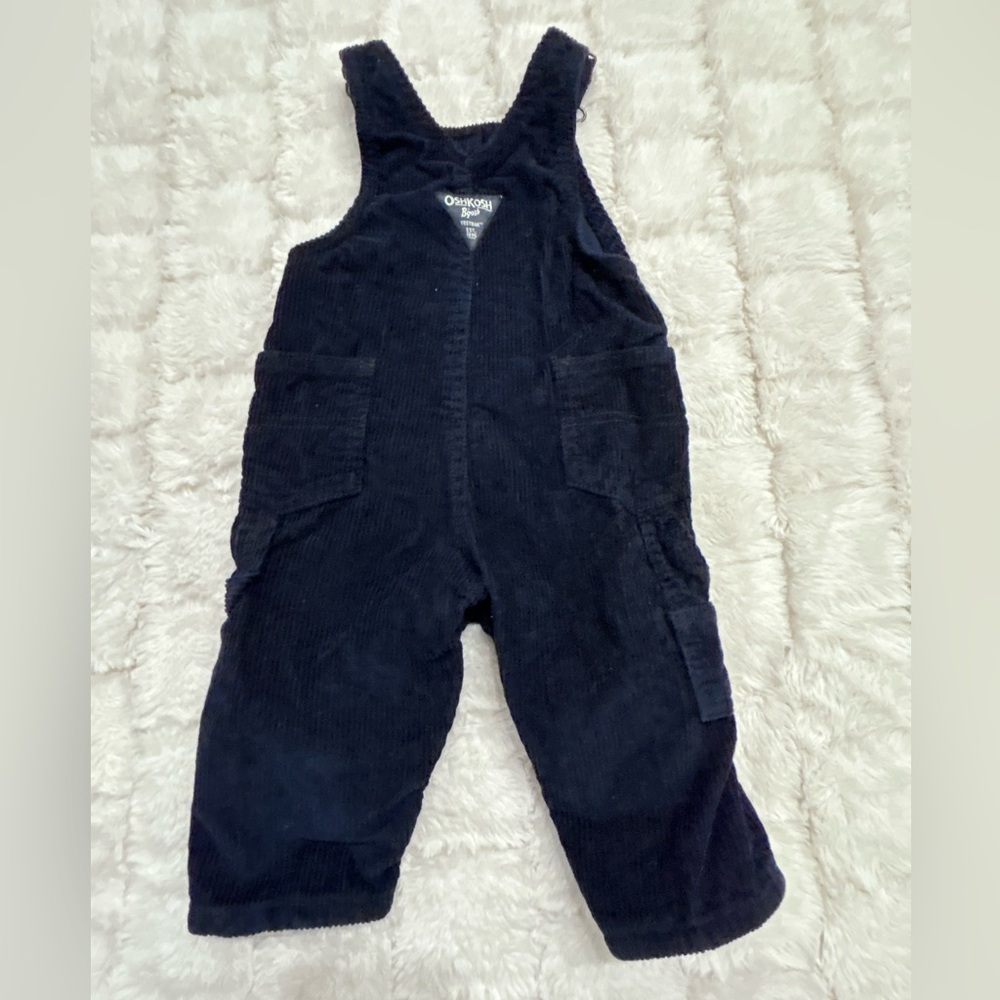 OshKosh B'Gosh Unisex Baby Navy‎ Blue Lined Corduroy Overalls Size 9M - Picture 8 of 12